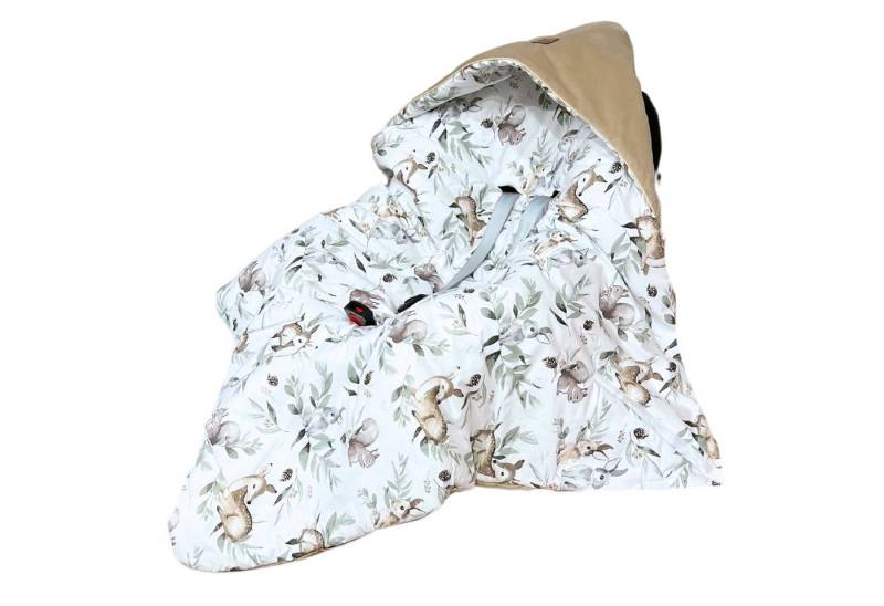 Babymajawelt Fußsack Einschlagdecke Velvet Reh beige 1061 - Babydecke Autositz Babyschale (1-tlg), 8-fache Gurtschlitze, Groß, schützt vor Kälte und Wind, Made in EU von Babymajawelt