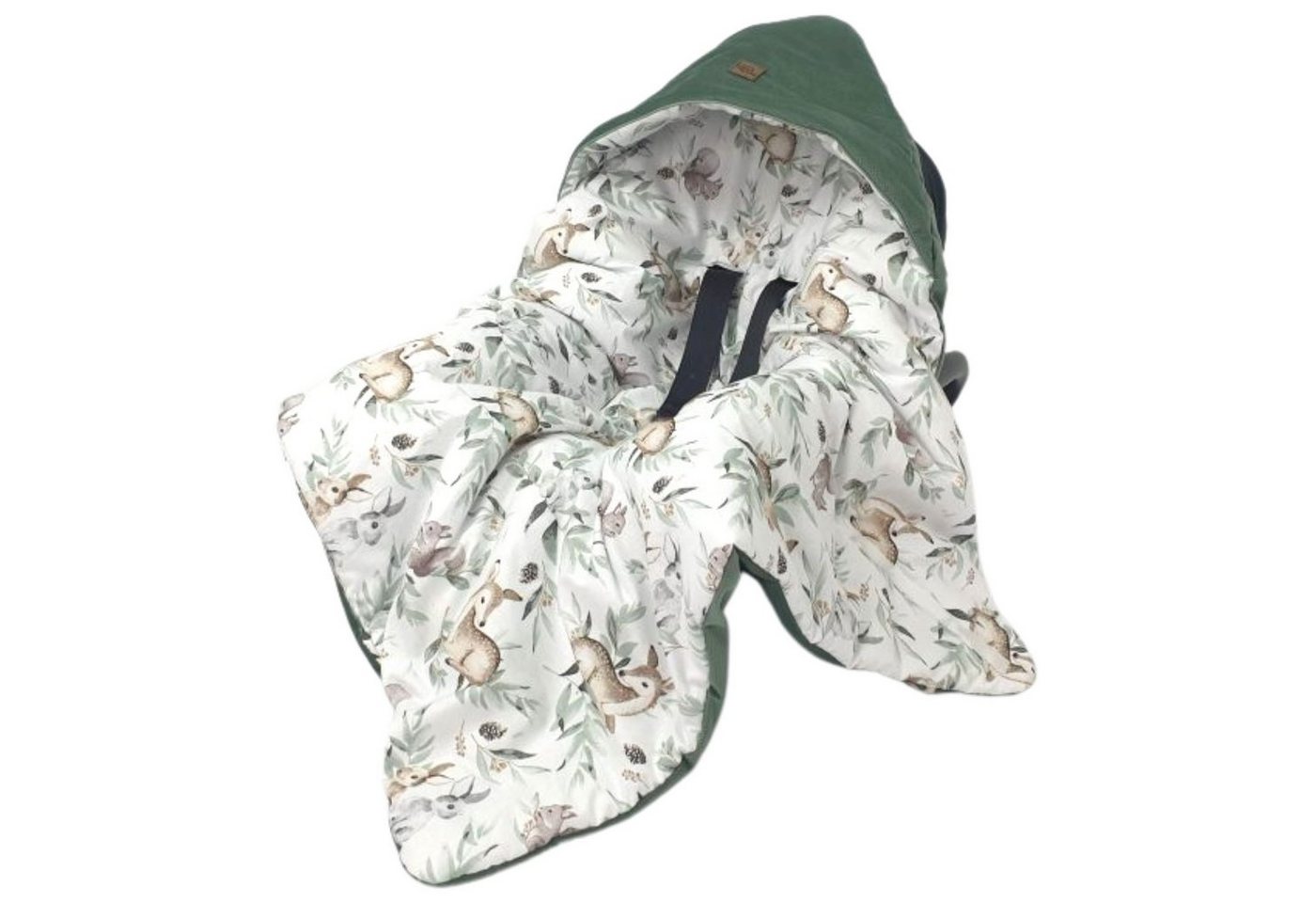Babymajawelt Fußsack Fußsack Velvet Reh grün 103505 - Baby Autositz Einschlagdecke (1-tlg), 8-fache Gurtschlitze, Groß, schützt vor Kälte und Wind, Made in EU von Babymajawelt