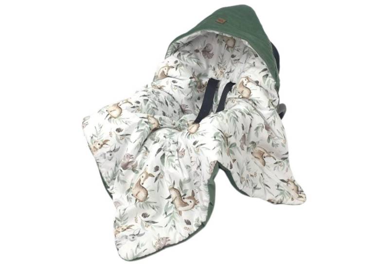 Babymajawelt Fußsack Fußsack Velvet Reh grün 103505 - Baby Autositz Einschlagdecke (1-tlg), 8-fache Gurtschlitze, Groß, schützt vor Kälte und Wind, Made in EU von Babymajawelt