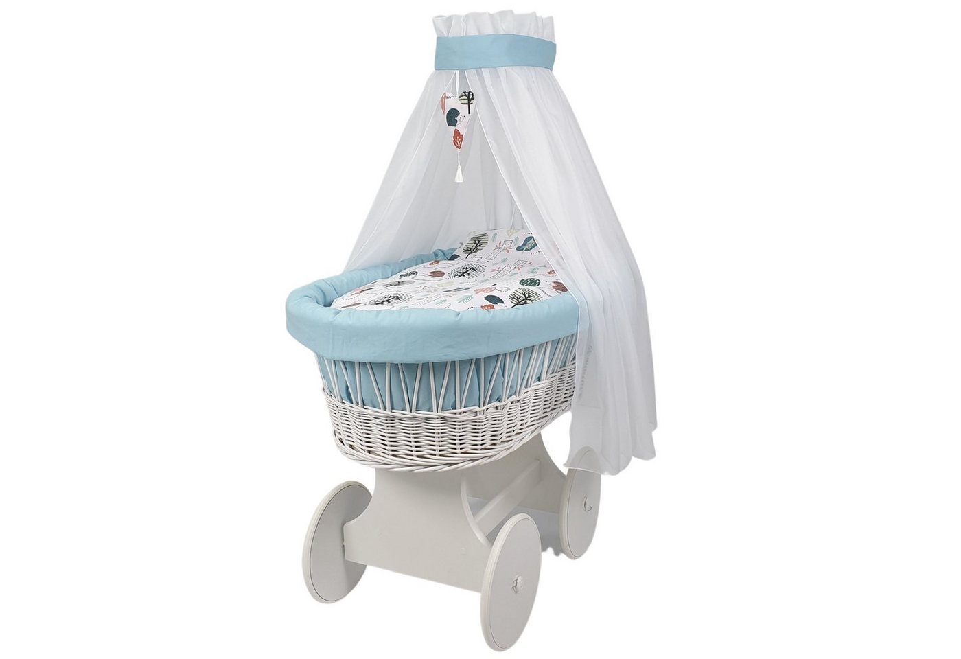 Babymajawelt Stubenwagen Baby Stubenwagen Komplett Set mit echtem Charme - Naturweide, Räder XL, Erstes Babybett, Made in EU, Alles inklusive, Höchster Komfort von Babymajawelt