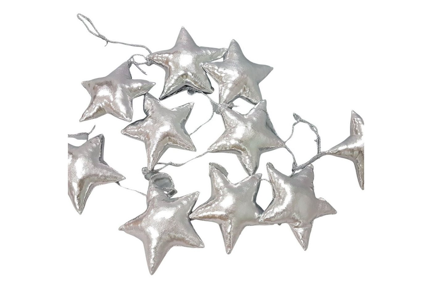 Babymajawelt Wimpelkette 3D Stoff Girlande Sterne Silber Dekoration Wand Fenster Zelt Bett, Stoffgirlande Kinderzimmer Deko Made in EU von Babymajawelt