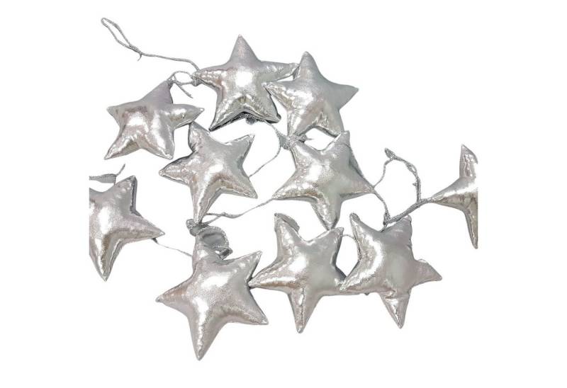 Babymajawelt Wimpelkette 3D Stoff Girlande Sterne Silber Dekoration Wand Fenster Zelt Bett, Stoffgirlande Kinderzimmer Deko Made in EU von Babymajawelt