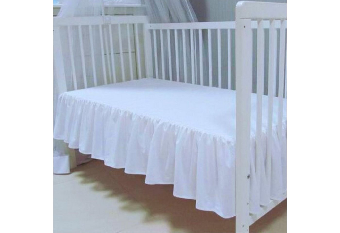 Betthusse Bettvolant Bettlaken für Babybett, Glatt, Einfarbig, Babymajawelt, Dekorativ, Reine Baumwolle, Made in EU von Babymajawelt