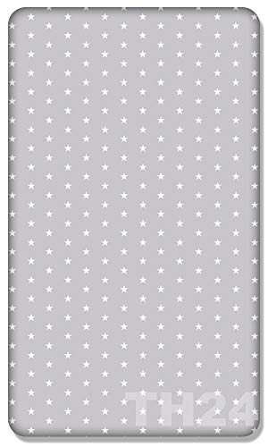 100% Baumwolle Enganliegend Blatt Mit Bedruckt Design Für Baby Kinderbett 140x70CM - Klein Weiß Stars Auf Grau Hintergrund von Babymam