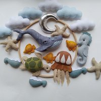 Wale Baby Mobile /Kinderzimmer Meer Ozean /Krippe Mobile Neugeborenen /Babyparty Geschenk /Handmade Baby/Seejunge Kinderzimmer von OliinykAnnaStore