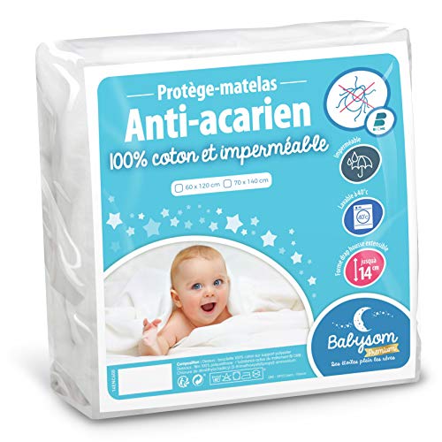 Babysom - Baby Matratzenschoner | Kinder Matratzenauflage - Anti Milben - 70x140 cm - Wasserdicht - 100% Baumwolle - Leicht und geräuschlos - Atmungsaktiv von Babysom