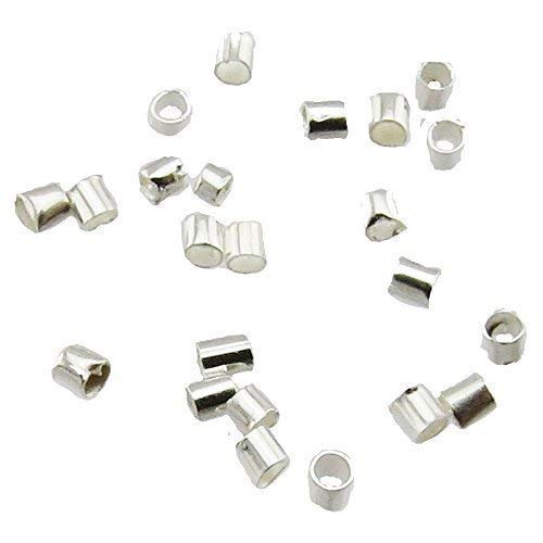 Bacabella 10216 Quetschröhrchen 1,5x1,3mm Loch 1,1mm Silber (100 Stück) Quetschperlen in Röhrchenform zum Fixieren von Perlen auf Draht von Bacabella