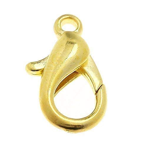 Bacabella 10110 Karabiner Verschluss 12mm Gold (10 Stück) als Ketten- oder Armbandverschluss für Schmuck von Bacabella