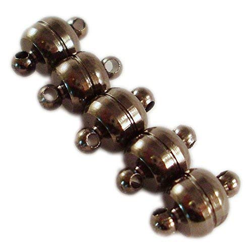 Bacabella 11146 Magnet Verschluss 11x7mm schwarz (5 Stück) zum komfortablen/einfachen Schließen von Ketten/Armbändern ohne lästiges Rumfummeln von Bacabella