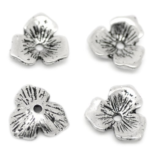 Bacabella 15851 Blumen Perlenkappen 11mm für 14-20mm Perlen antiksilber (20 Stück) von Bacabella