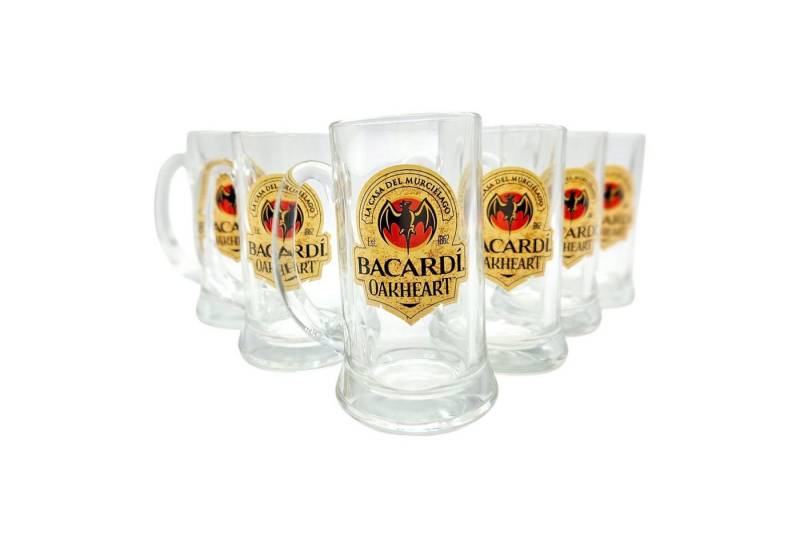 Bacardi GmbH Longdrinkglas Bacardi Oakheart Rumglas 29,5 cl mit Henkel, Original Tankard Glas, Robust, Original Bacardi-Design von Bacardi GmbH