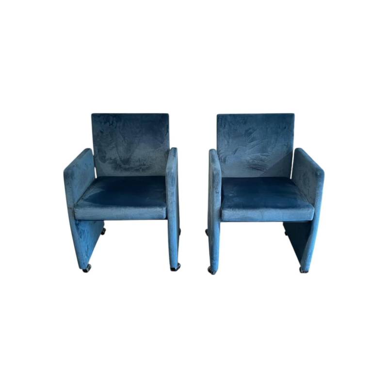 2er-Set Stuhl Brandon A Stoff Royalblue Blau Rahmen Lack Matt Schwarz Mit Doppel... von Bacher