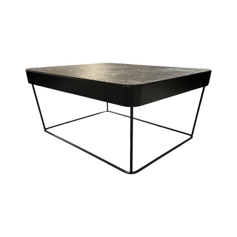 Couchtisch Prego Platte Keramik Matt Rock Schwarz Silber Korpus Lack Matt Tiefsc... von Bacher