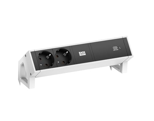 BACHMANN DESK2 2xSchutzkontakt USB C, USB Charger 60W 0,2m GST18 weiss von Bachmann