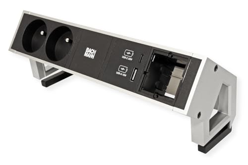 BACHMANN DESK2 2xUTE 1xUSB A&C 22W 1xCM 0,2m GST18 INOX von Bachmann