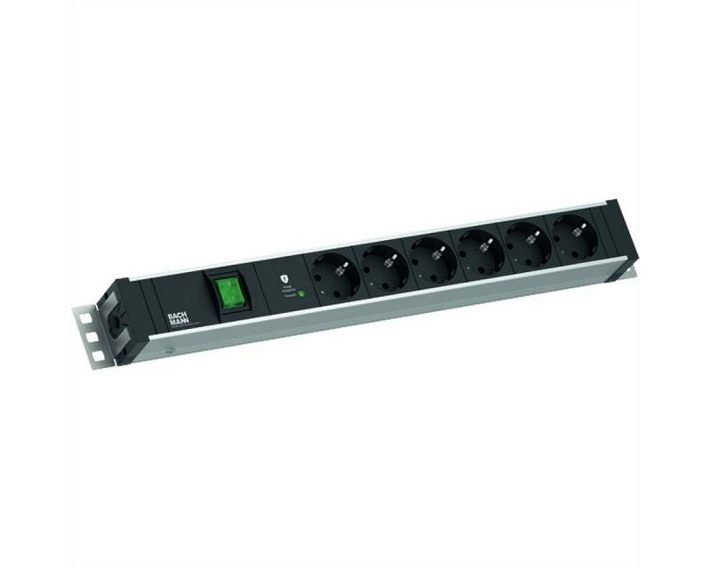 Bachmann 19" 1,5HE 6xCEE7/3 1xSchalter 1xSPD-Plus 2,0m CEE7/7 Steckdosenleiste (Kabellänge 2 m) von Bachmann