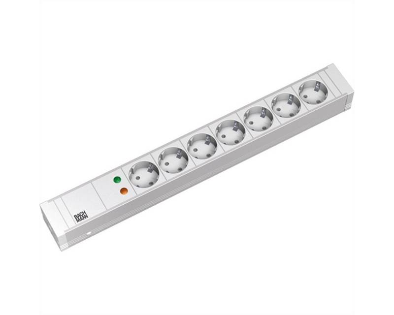 Bachmann 19" 1,5HE 7xCEE7/3 ws 1xSPD Strom 2,0m CEE7/7 Steckdosenleiste (Kabellänge 2 m) von Bachmann