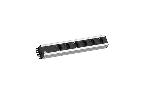 Bachmann Steckdosenleiste HANDWERKLEISTE 6-Fach 2m Kabel Mehrfachsteckdose für Handwerk und Serverschrank Rack Grau 300.000 (extra Robustes Design) von BACHMANN