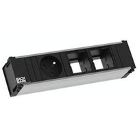 Bachmann 912.009 Steckdosenleiste ohne Schalter Aluminium, Schwarz FR-Stecker von Bachmann