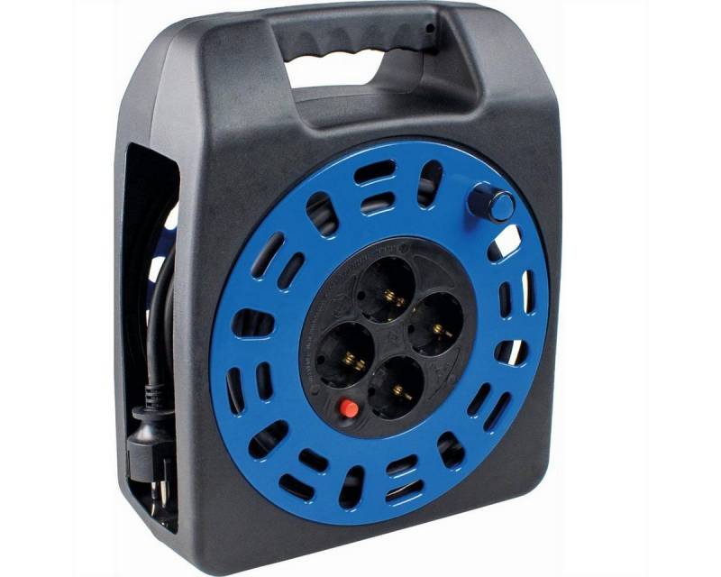 Bachmann Aufrollkabelbox 4x Schutzkontakt AC230V Kabeltrommel (Kabellänge 20 m), 20 m von Bachmann