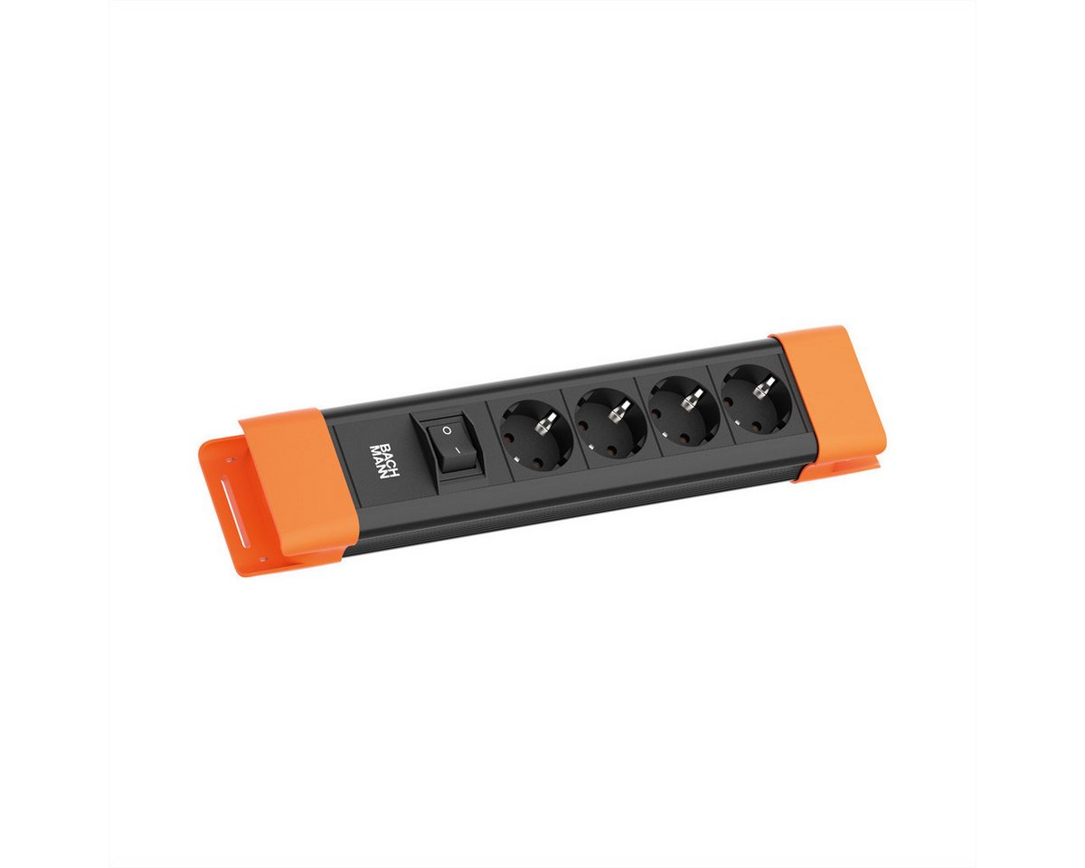 Bachmann CONNECTUS 4xCEE7/3 Steckdosenleiste (Kabellänge 2 m), 1xSchalter 2,0m CEE7/7 Schwarz/Orange von Bachmann