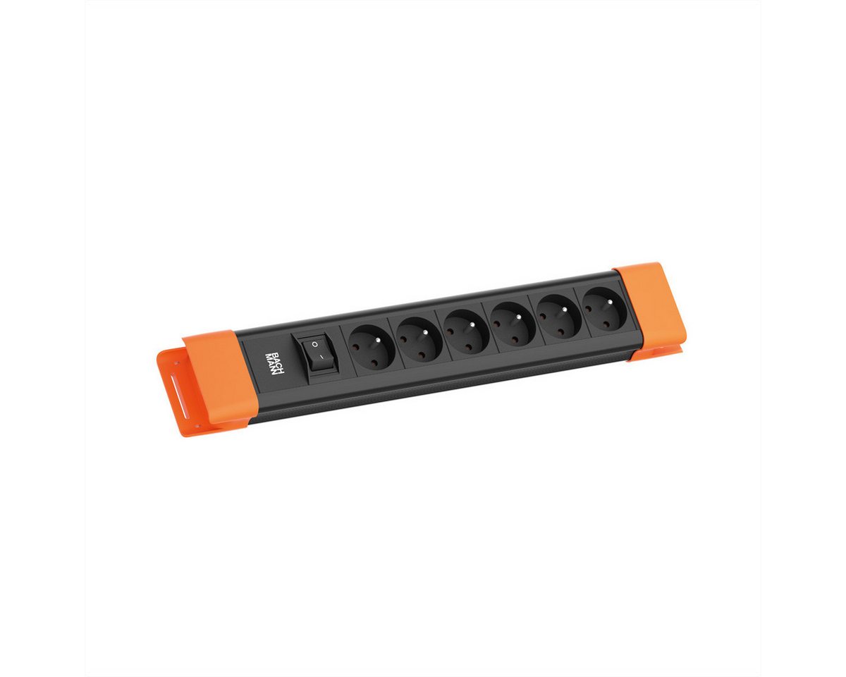 Bachmann CONNECTUS 6xUTE Steckdosenleiste (Kabellänge 2 m), 1xSchalter 2,0m CEE7/7 Schwarz/Orange von Bachmann