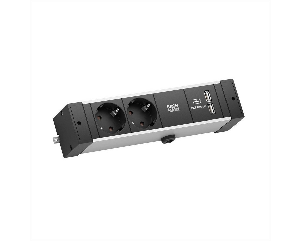 Bachmann DESK RAIL 2x Schutzkontakt 1x USB Charger Steckdosenleiste (Kabellänge 2 m) von Bachmann