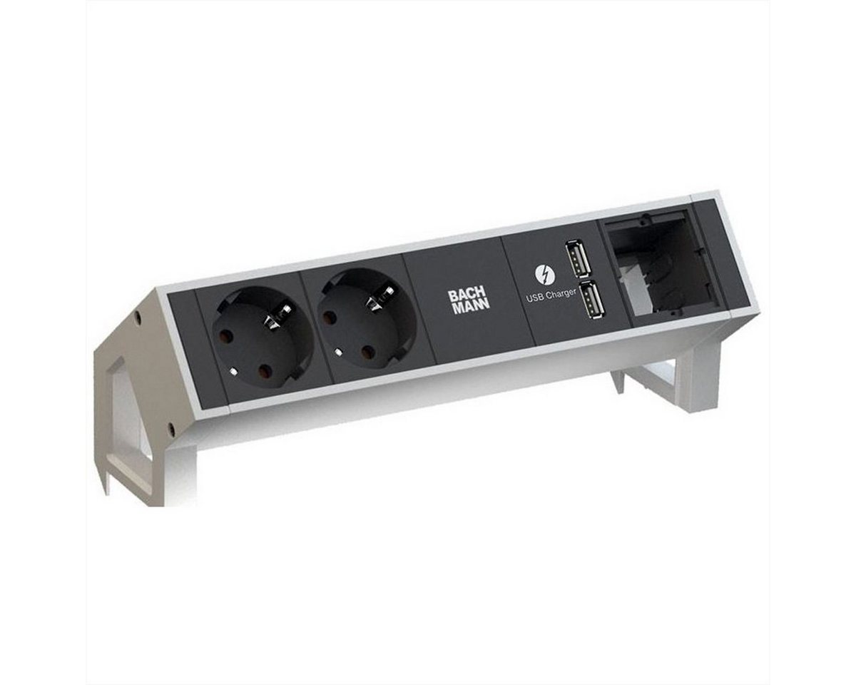 Bachmann DESK2 2x Schutzkontakt 1x USB-Charger 1x ABD, GST18 Inox Steckdosenleiste (Kabellänge 0.2 m) von Bachmann