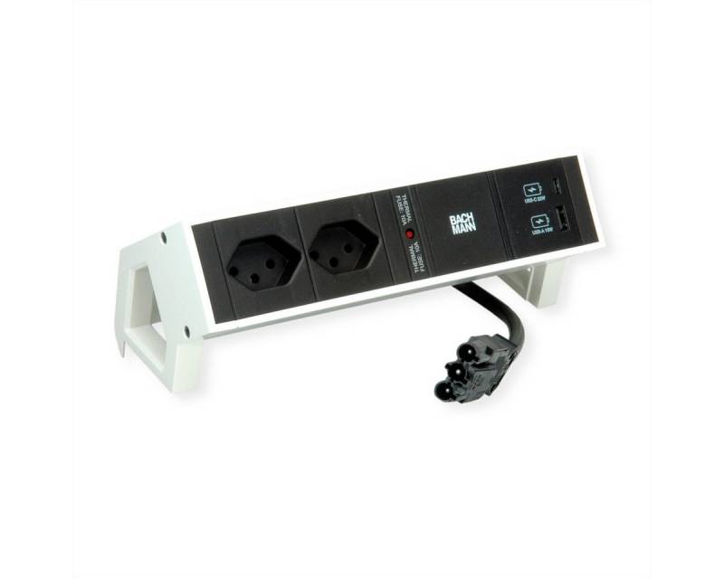 Bachmann DESK2 2xCH 1xUSB A/C 22W Steckdosenleiste (Kabellänge 0.2 m), 0,2m GST18 RAL9010 Schweiz von Bachmann