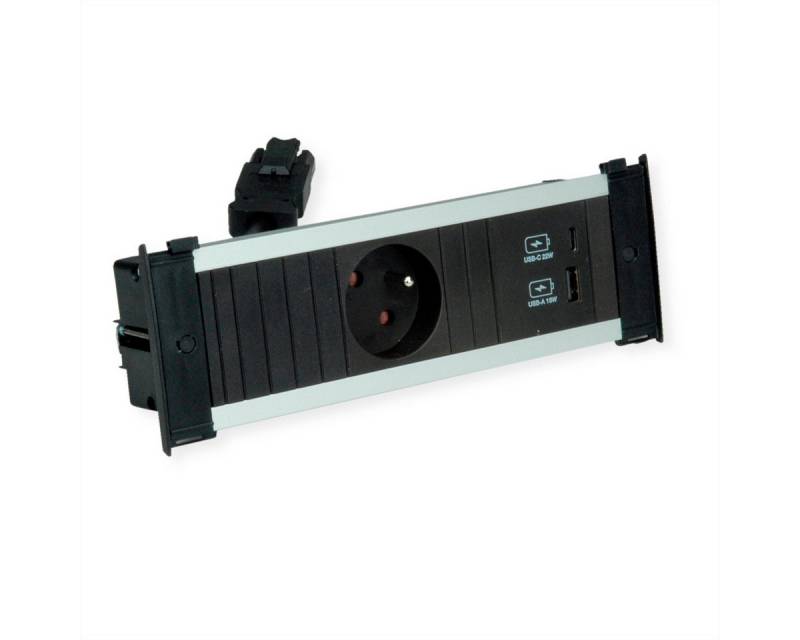 Bachmann KAPSA S 1xUTE 1xUSB A&C 22W Einbau-Tischsteckdosenleiste (Kabellänge 0.2 m), 0,2m GST18 France von Bachmann