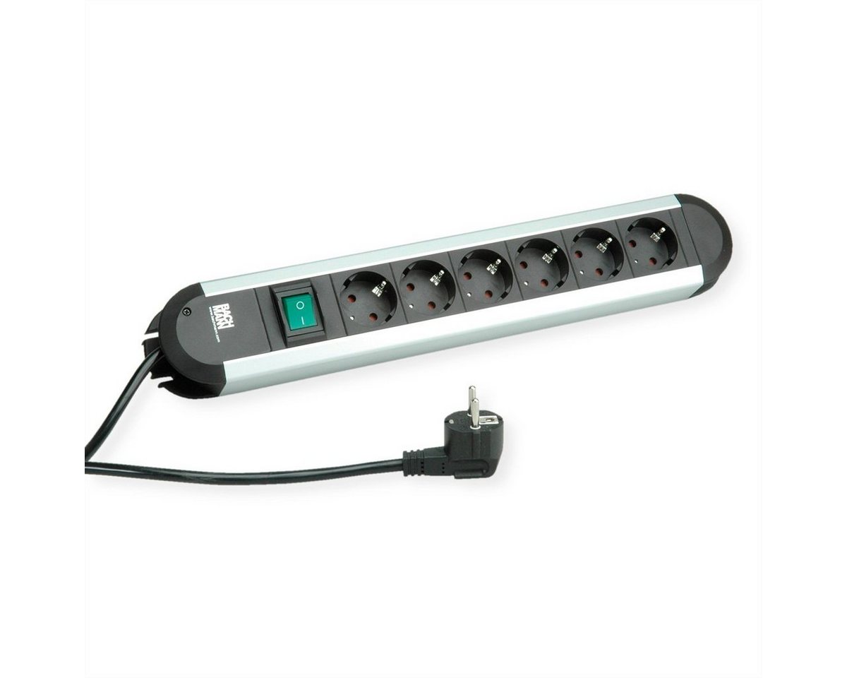 Bachmann PRIMO Steckdosenleiste 6x Schutzkontakt, Aluminium, mit Schalter Steckdosenleiste (Kabellänge 1.75 m) von Bachmann