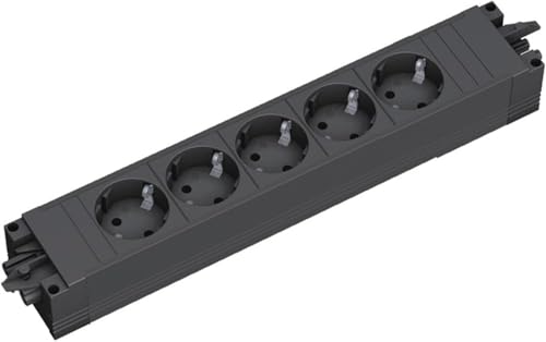 BACHMANN Steckdosenleiste Step Base 5-Fach GST18 Schwarz 906.18821 (modulares Stecksystem mit vielseitiger Anwendung) von BACHMANN