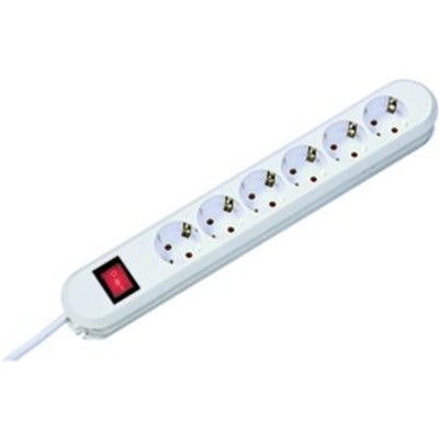 Steckdosenleiste 6-fach weiß 3m 35° gedreht IP20 1,5mm² von Bachmann