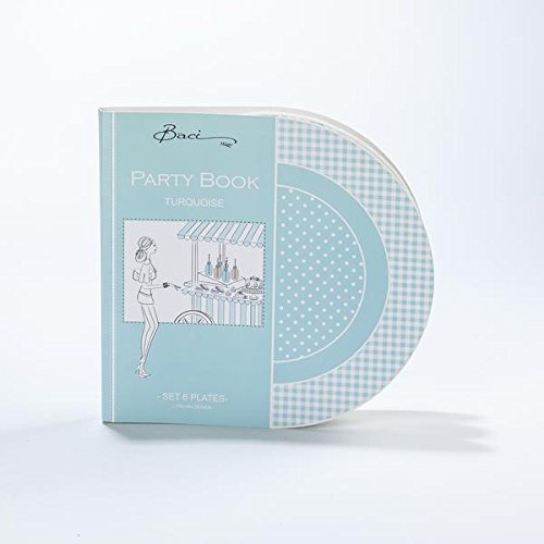 Baci Partybooks Diner Platten aus 6 Stück, Cardboard, Blue, 1.12 x 1.12 x 1.12 cm von Baci