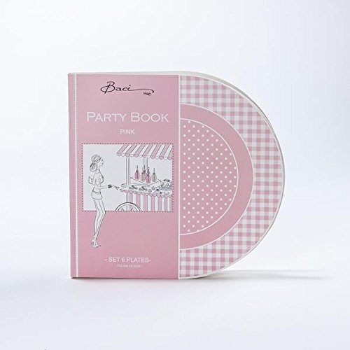 Baci Partybooks Diner Platten aus 6 Stück, Cardboard, pink, 1.12 x 1.12 x 1.12 cm von Baci