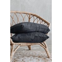 2Er Set Leinen Kissenbezüge Aus 100% Bio-Leinen, Stonewashed, Dunkelgrau, Geschenk Zum Muttertag von Back2Linen