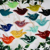 Bunter Vogel Ornament - Handgemachte Keramik Einzigartiges Geschenk Versandfertig von BackBayPottery