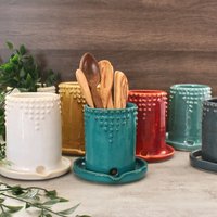 Küchen Utensilien Abtropffläche - Besteck Abtropfschale Zahnbürste Halter Modernes Wohn Dekor Versandfertig von BackBayPottery