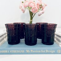 Seltene Juliska Colette Purple Tumbler Gläser 5Er Set Signierte Pflaume Im Ruhestand von BackInTimeByAmanda