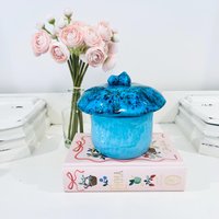 Vintage Blau Gesprenkelte Pilzdose Kanister Deckel Mcm Boho Keramik Cottage Core Kitschy Sears Usa von BackInTimeByAmanda