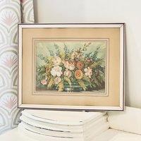 Vintage Gustave Wiegand Lithographie Rosen Zinna Frühling Mohnblumen Blumenrahmen von BackInTimeByAmanda
