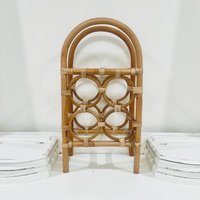 Vintage Pier 1 Tiki Bambus Weinregal Boho Retro Alter Rattan Ballon Bogen Hält 4 von BackInTimeByAmanda
