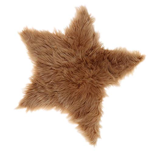 Backbayia Faux Lammfell Stern Teppich rutschfest Fußmatte Kunstfell Bodenteppich für Wohnzimmer, Schlafzimmer (Khaki) von Backbayia