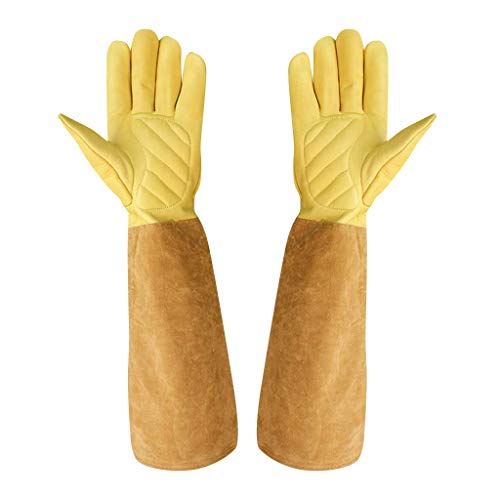Backbayia Langarm Schutzhandschuhe Imkerhandschuhe Arbeitshandschuhe Handschuhe für Imkerei, Gartenarbeit (L) von Backbayia