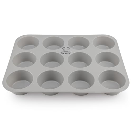 Backefix FLEXI 12er große Muffinform Silikon für 12 Muffins je 6,5cm und 3cm hoch | antihaftende Muffinformen Silikon, deutscher Standard, BPA frei | grosse Silikonform Muffins 12, spülmaschinenfest von Backefix