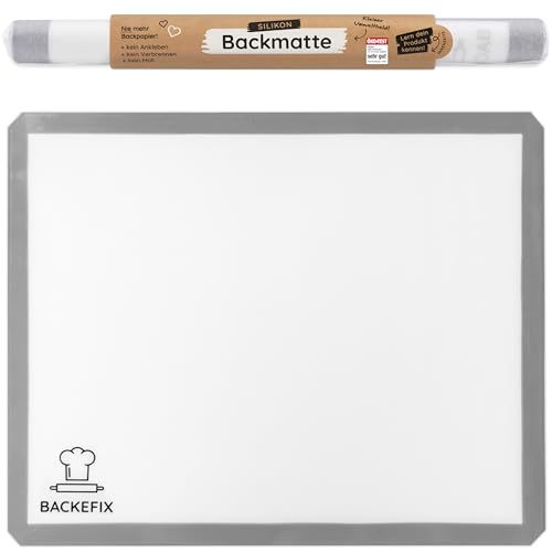 Backefix 50x40 cm Silikonmatte groß als Teigmatte, Ausrollmatte für Teig oder Backunterlage groß XXL BPA frei - einfach, umweltbewusst und gesund backen von Backefix