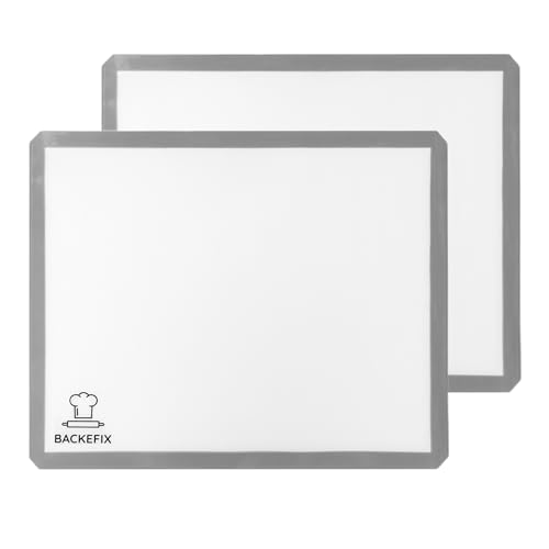 2x Backefix Silikon Backmatte 50x40 cm - 2er Set wiederverwendbar Silikonbackmatte Schadstoff frei - einfach, umweltbewusst und gesund backen mit Dauerbackmatte, spülmaschinenfest, zuschneidbar von Backefix