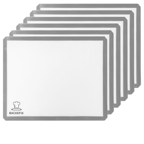 Backefix Silikon Backmatte 40x30 cm | 6x Stück Set hochwertige wiederverwendbare Silikonbackmatte Schadstoff frei | spülmaschinenfest, zuschneidbar | umweltbewusst und gesund backen mit Dauerbackmatte von Backefix