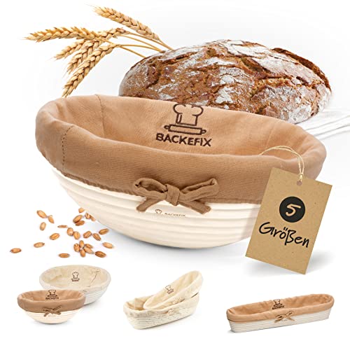 Backefix Gärkörbchen rund 23 cm innen klein 500g bis 1 kg Brot - nachhaltig und natürlich mit Gärkorb Brot backen | Brotbackkörbchen zum Anrichten | nachwachsendes Peddigrohr, naturbelassen, Bezug von Backefix