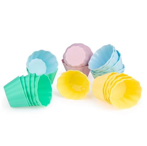Backefix Premium Silikon Muffinförmchen Set 24 Stück XXL 7,5x4cm | Wiederverwendbare BPA-freie Antihaftende Cupcake Formen Backförmchen Bunt Pastell von Backefix